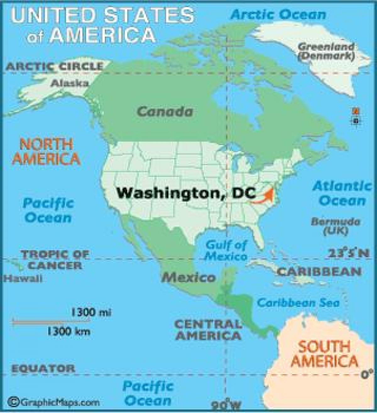 Վաշինգտոնը աշխարհի քարտեզի վրա