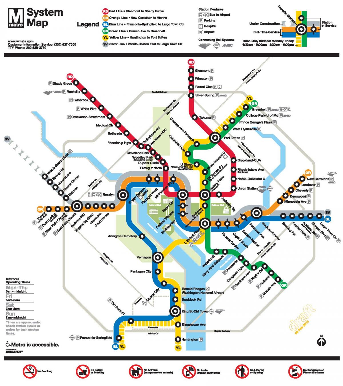 Վաշինգտոնը մետրոյի գծի DC քարտեզի վրա