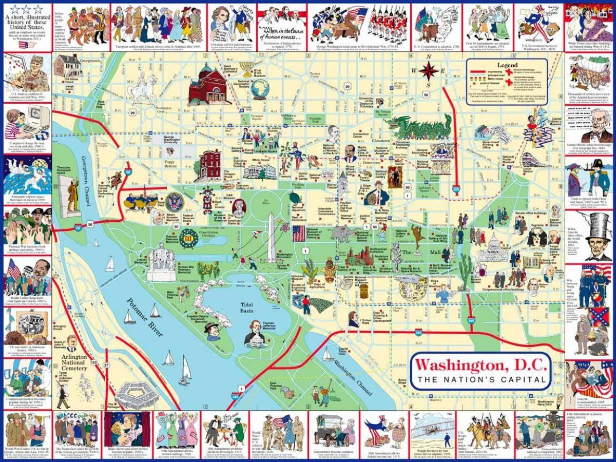 Washington, dc վայրեր, քարտեզի վրա