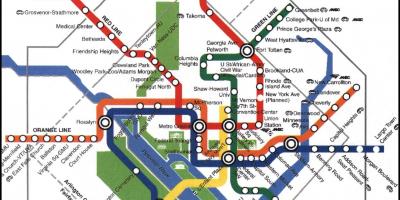 Վաշինգտոնում մետրոյի գնացքի DC քարտեզի վրա