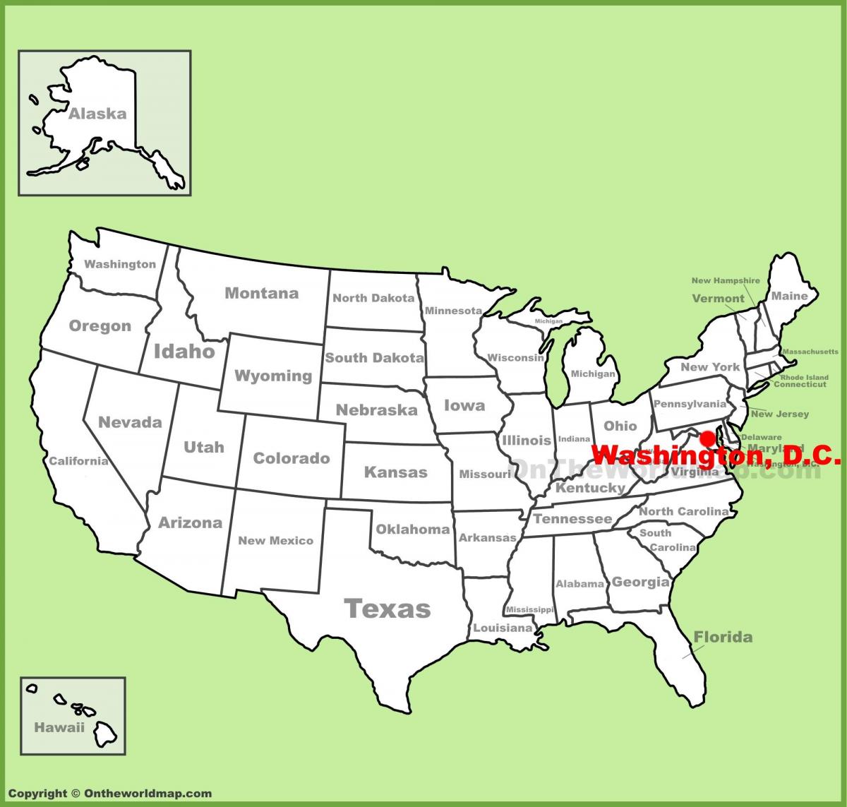 Washington, dc Ամերիկայի քարտեզի վրա