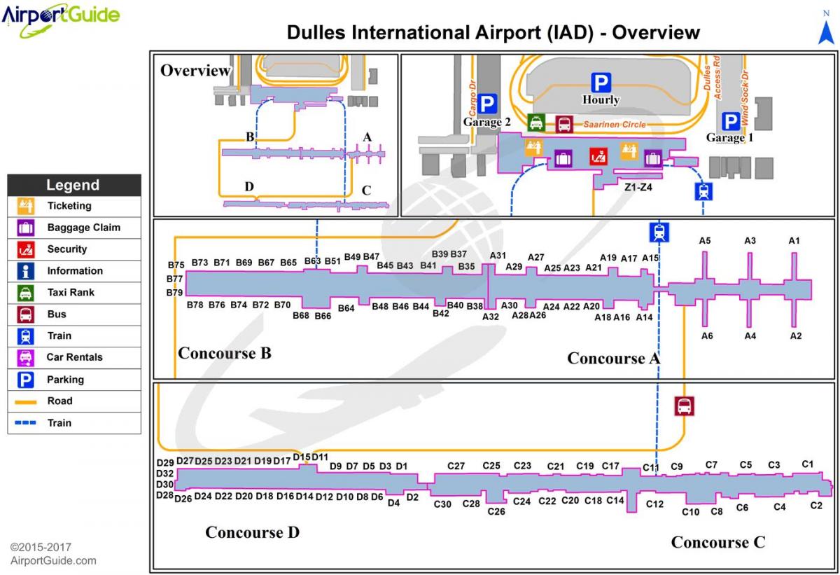 Даллес օդանավակայան տերմինալ քարտեզի վրա