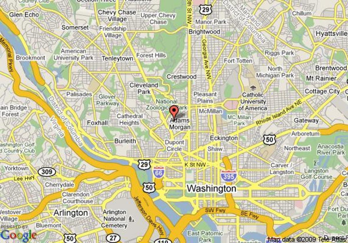 Калорама Վաշինգտոնում քարտեզի վրա