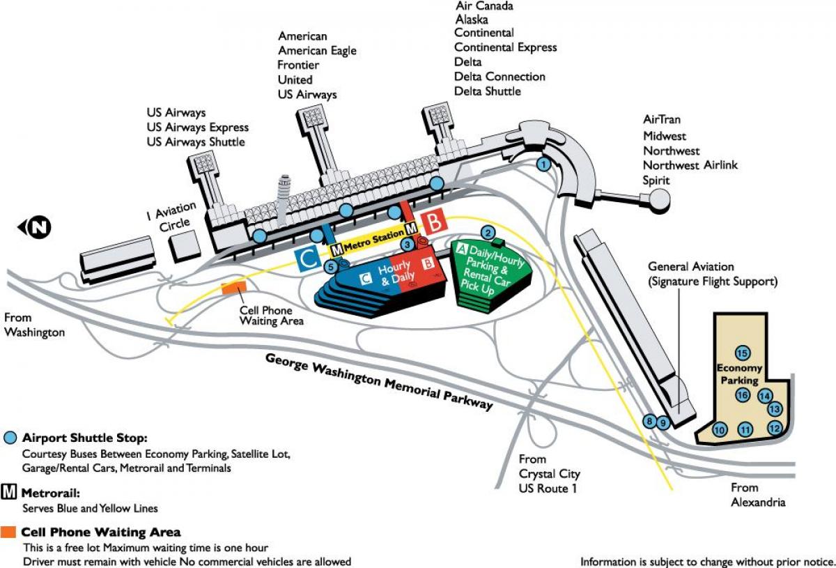 Ազգային օդանավակայանը Ռոնալդ Ռեյգանը քարտեզի վրա