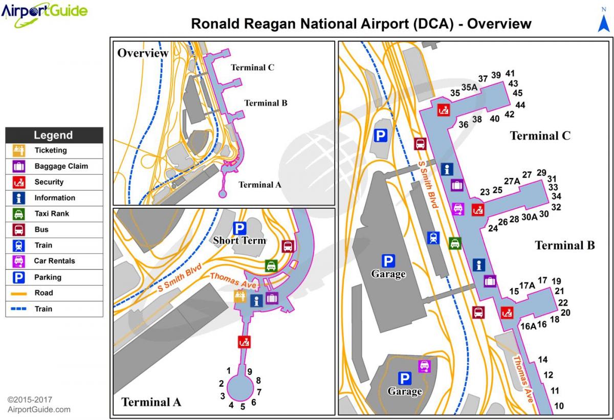 Վաշինգտոն, Ազգային օդանավակայանը քարտեզ