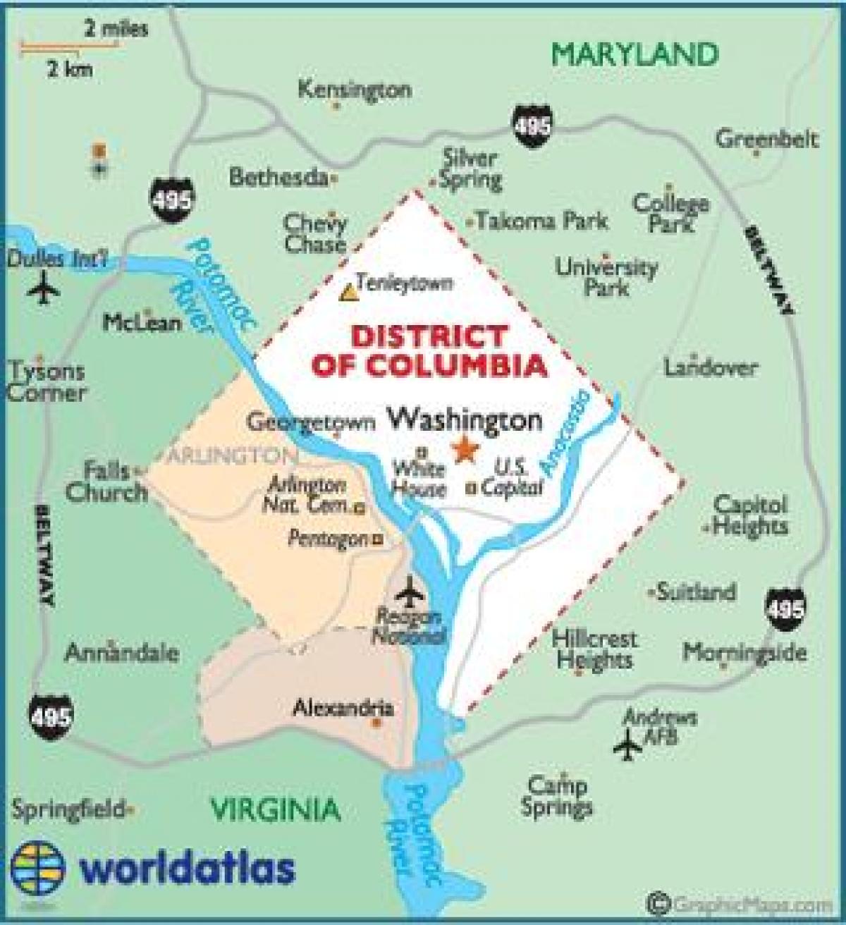 Վաշինգտոնը և Washington քարտեզ