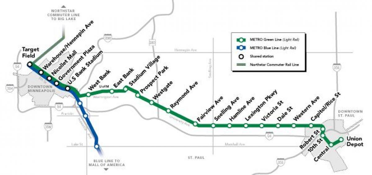 կանաչ գիծ, մետրոյի DC քարտեզի վրա