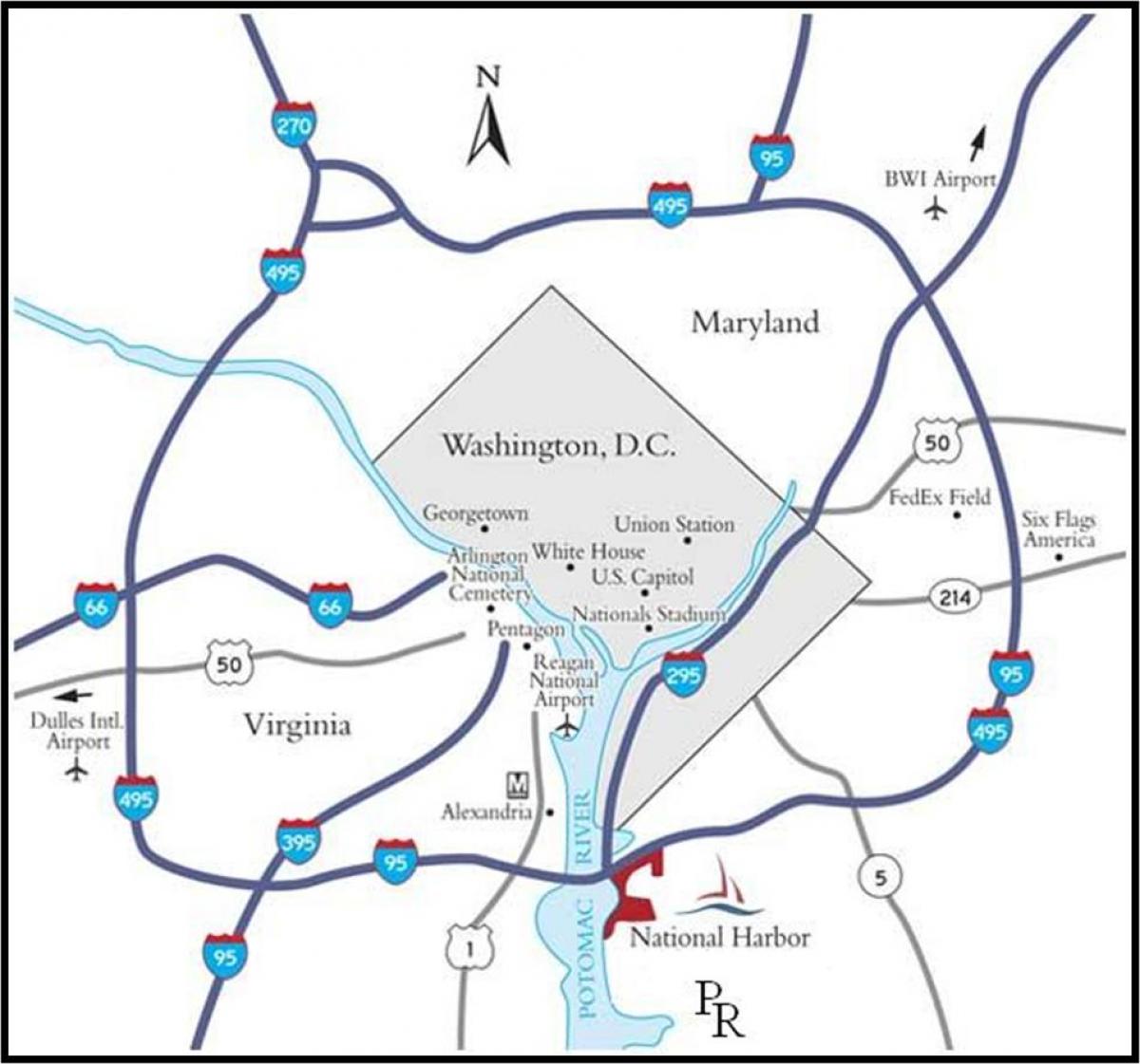 Վաշինգտոնը մետրոպոլիայի տարածքում քարտեզ