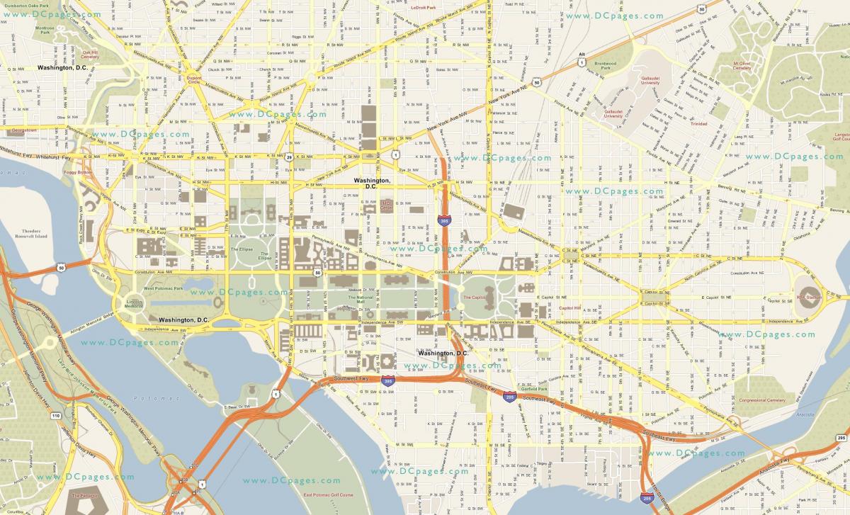 մանրամասն քարտեզը Վաշինգտոնի