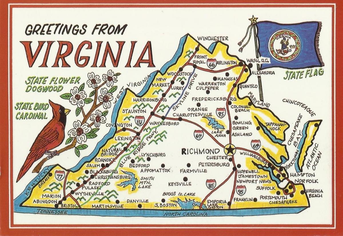 Վաշինգտոնը Վիրջինիա քարտեզի վրա
