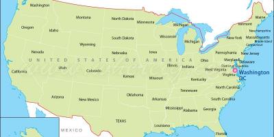 Կոլումբիայի շրջանը ԱՄՆ-ի քարտեզի վրա