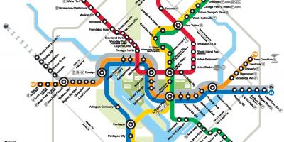 Վաշինգտոնը մետրոյի գծի DC քարտեզի վրա